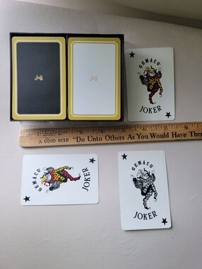 Vintage Playing Cards ~ Personalized "Jeff" ~ 2 Decks ~ Black - White ~ VGUC